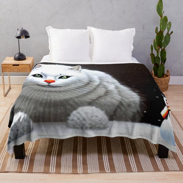 Item preview, christmas next day delivery White Cat and Snowman AI designed and sold by SBlagojevic.
