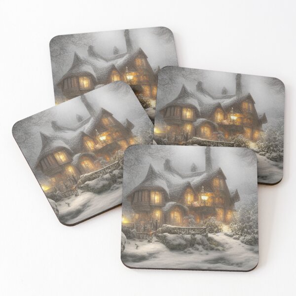 Item preview, Magical Fantasy Cottage with Lights In A Snowy Scene, Scenery Nature designed and sold by NatureFood.