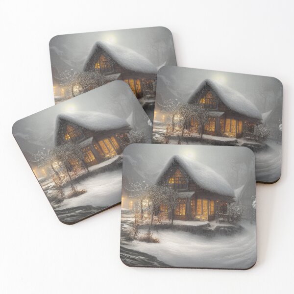 Item preview, Magical Fantasy Cottage with Lights In A Snowy Scene, Scenery Nature designed and sold by NatureFood.
