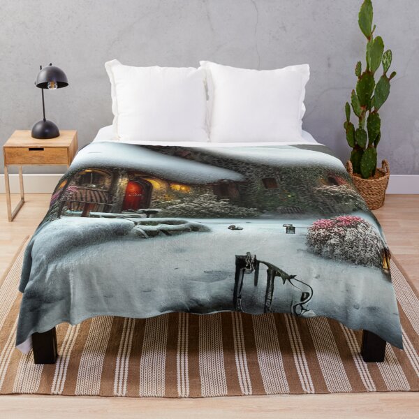 Item preview, Magical Fantasy Cottage with Lights In A Snowy Scene, Scenery Nature designed and sold by NatureFood.