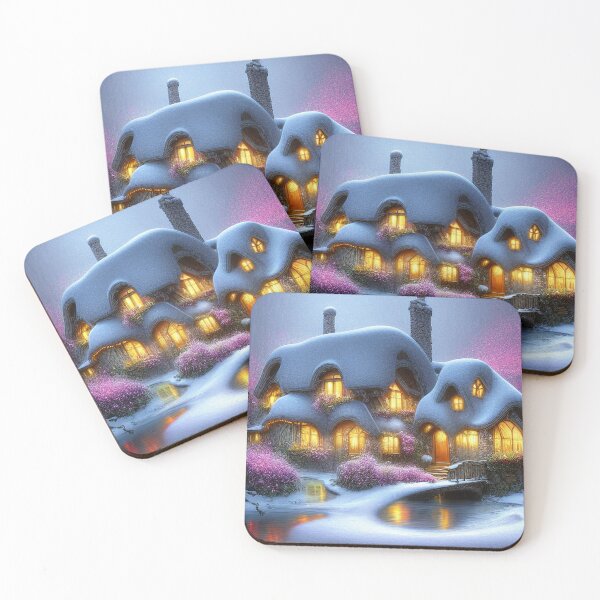 Item preview, Magical Fantasy Cottage with Lights In A Snowy Scene, Scenery Nature designed and sold by NatureFood.