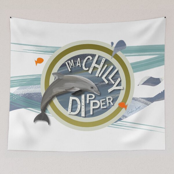 Item preview, I’m a Chilly Dipper - Bottlenose dolphin for wild open water swimming swimmers. Caroline Laursen Original designed and sold by Caroline Laursen.
