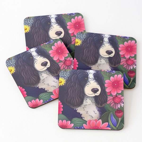 Item preview, Bernadoodle Saint Bernard Doodle Dog Puppy Whimsical Portrait Hiding in Wildflowers Secret Garden Digital Art Watercolor Painting designed and sold by Lovedogz4life.