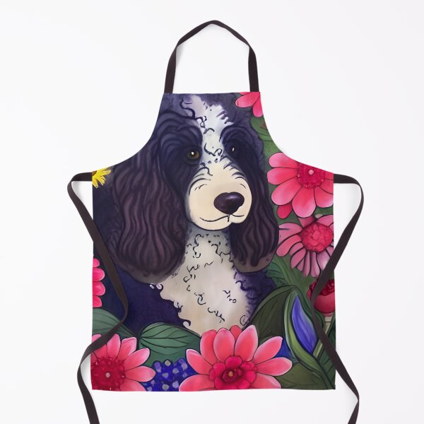 Item preview, Bernadoodle Saint Bernard Doodle Dog Puppy Whimsical Portrait Hiding in Wildflowers Secret Garden Digital Art Watercolor Painting designed and sold by Lovedogz4life.