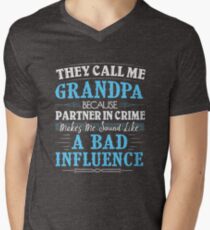 They Call Me Grandpa Because Partner In Crime Funny Men's V-Neck T-Shirt