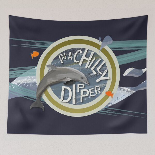 Item preview, I’m a Chilly Dipper - Bottlenose dolphin for wild open water swimming swimmers. Caroline Laursen Original designed and sold by Caroline Laursen.