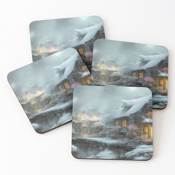 Item preview, Magical Fantasy Cottage with Lights In A Snowy Scene, Scenery Nature designed and sold by NatureFood.