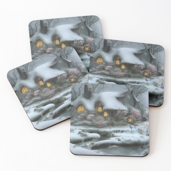 Item preview, Magical Fantasy Cottage with Lights In A Snowy Scene, Scenery Nature designed and sold by NatureFood.
