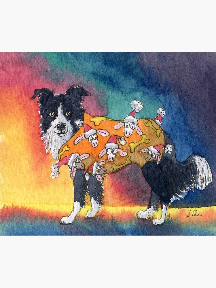 "His Christmas jumper, border collie dog " Sticker for Sale by