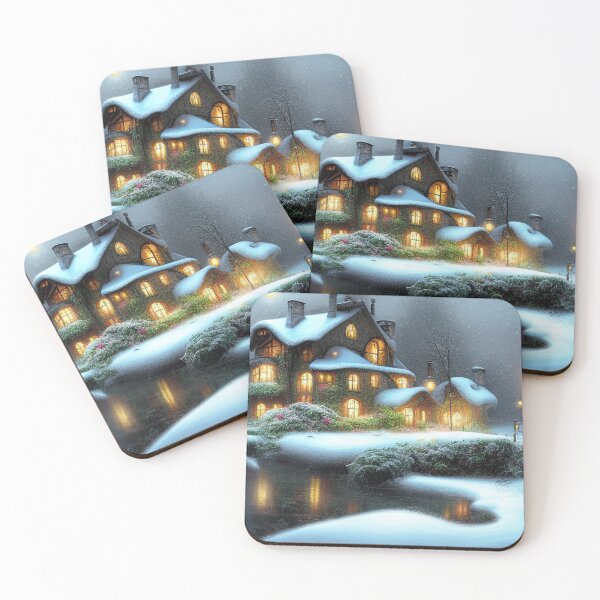 Item preview, Magical Fantasy Cottage with Lights In A Snowy Scene, Scenery Nature designed and sold by NatureFood.