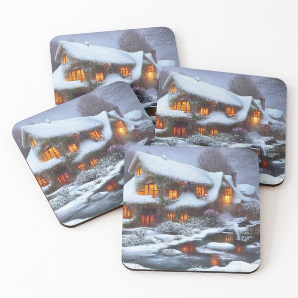 Item preview, Magical Fantasy Cottage with Lights In A Snowy Scene, Scenery Nature designed and sold by NatureFood.