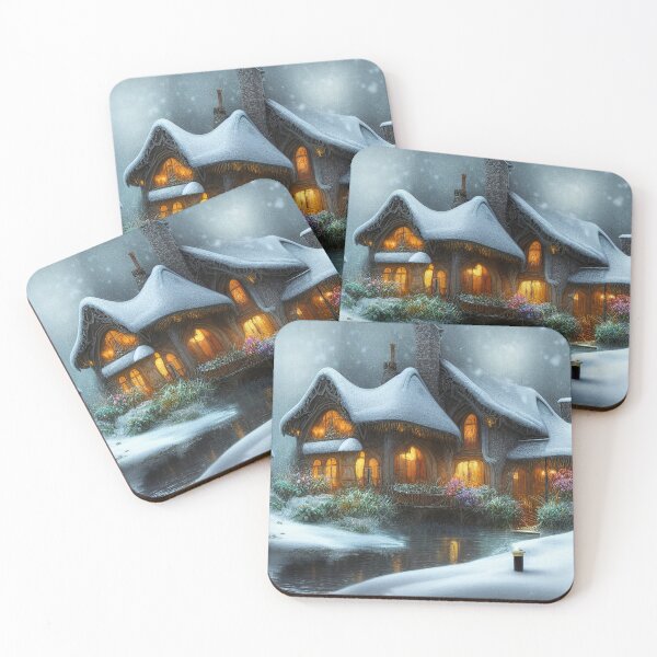 Item preview, Magical Fantasy Cottage with Lights In A Snowy Scene, Scenery Nature designed and sold by NatureFood.