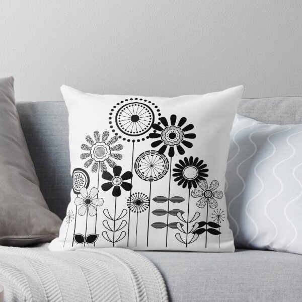 Item preview, Cute Flower Mid Century Modern Print - Imprimé floral noir et blanc designed and sold by Elsy's Art.