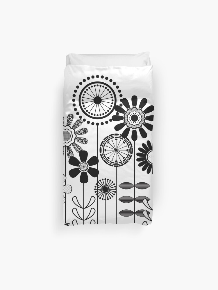 Cute Flower Mid Century Modern Print Black And White Floral
