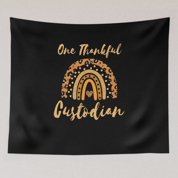 Item preview, One Thankful Custodian Autumn Thanksgiving Leopard Rainbow Gift designed and sold by TMelonShop.