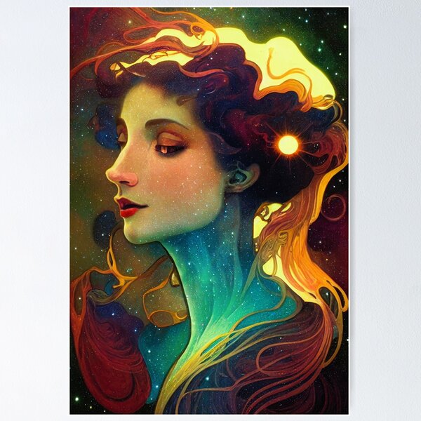 Item preview, Belleza nebulosa - Art Nouveau, Vintage, Mucha, Edad dorada, Espacio designed and sold by AllRealities.