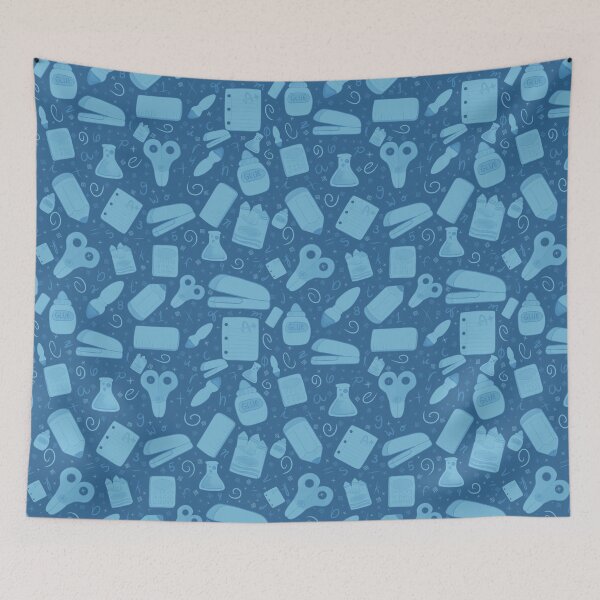 Item preview, School Supplies Endless Pattern Monochrome Blue designed and sold by quirkycounselor.
