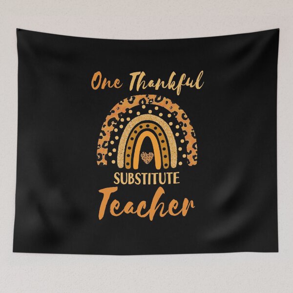 Item preview, One Thankful Substitute Teacher Thanksgiving Leopard Rainbow Gift designed and sold by TMelonShop.
