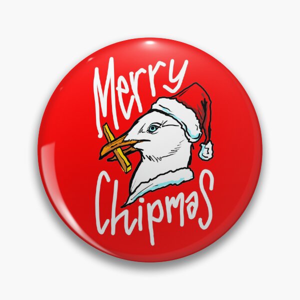 Item preview, Funny Christmas Seagull Chip - 'Merry Chipmas' Quote - Gull Chips on the Beach! designed and sold by sketchNkustom.