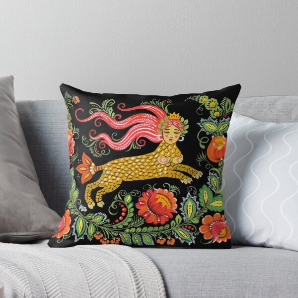Magical Creature Folk Art (Lamia) Throw Pillow