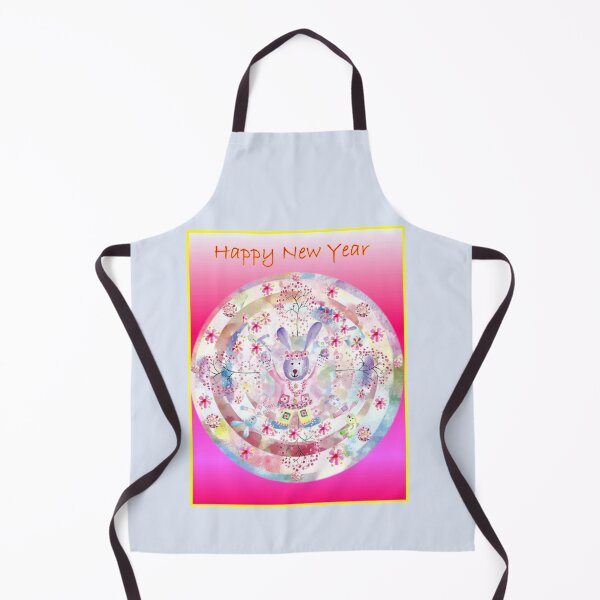 Item preview, A New Year Of The Rabbit Mandala Happy New Year  on pastel blue background.  designed and sold by DefaultOneWorld.
