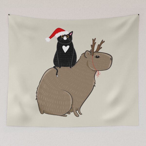 Item preview, Capy Christmas and Cat designed and sold by KilkennyCat Art.