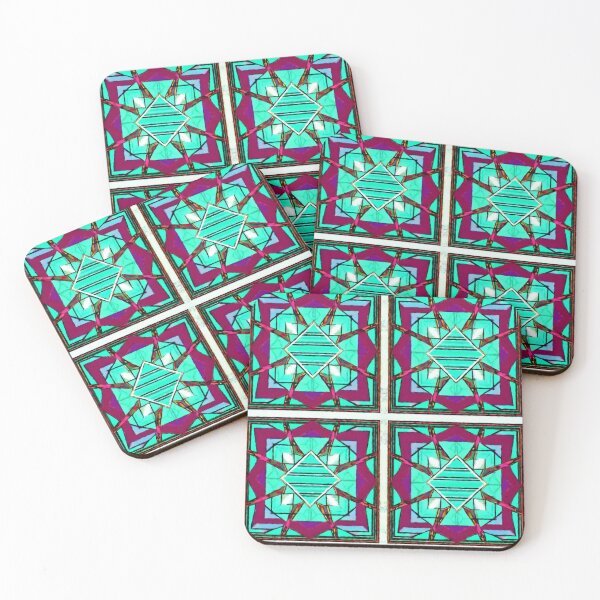 Item preview, Plum Red Purple and Teal Square Geometric Abstract Pattern designed and sold by Zeph1.