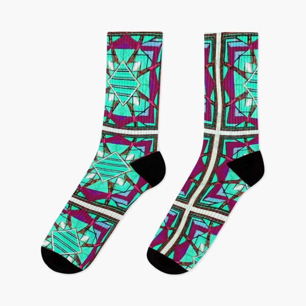 Item preview, Plum Red Purple and Teal Square Geometric Abstract Pattern designed and sold by Zeph1.