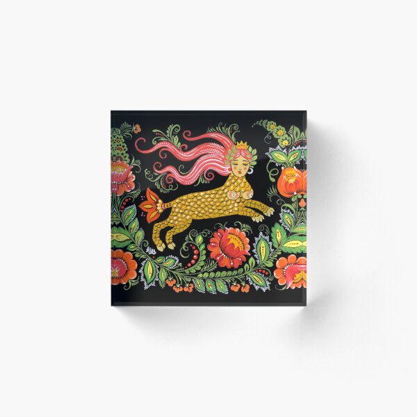 Magical Creature Folk Art (Lamia) Acrylic Block