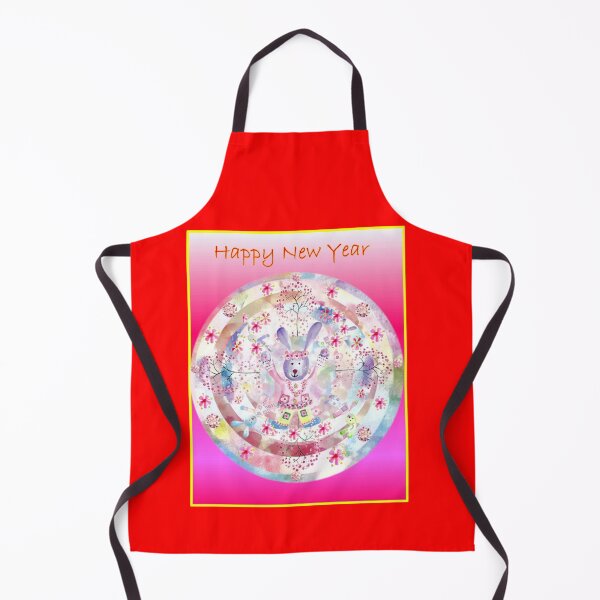 Item preview, A New Year Of The Rabbit Mandala Happy New Year on a red background.  designed and sold by DefaultOneWorld.