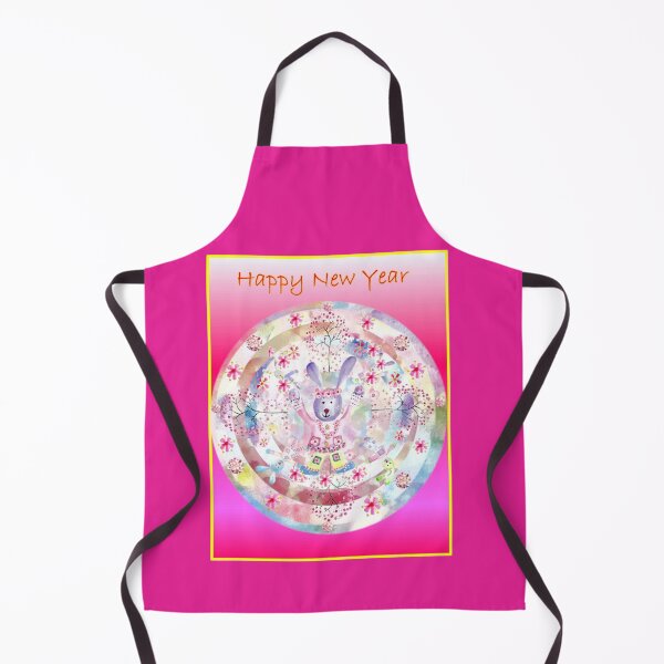 Item preview, A New Year Of The Rabbit Mandala Happy New Year  on a hot pink background.  designed and sold by DefaultOneWorld.