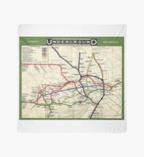 TUBE, UNDERGROUND, MAP, 1908, London, Historic, UK, GB, England, on WHITE Scarf