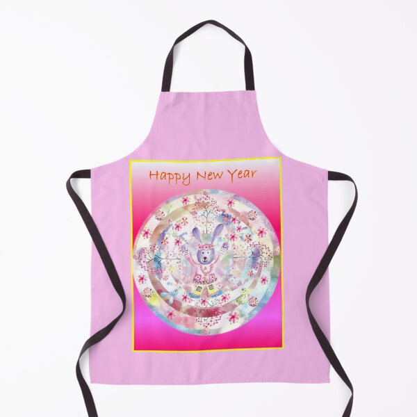 Item preview, A New Year Of The Rabbit Mandala Happy New Year on a pastel pink background.  designed and sold by DefaultOneWorld.