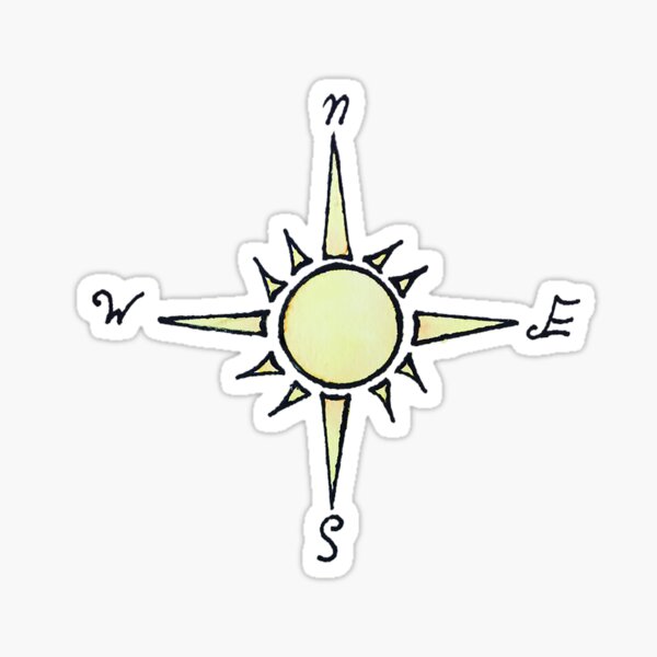 Watercolor Sun Compass Sticker