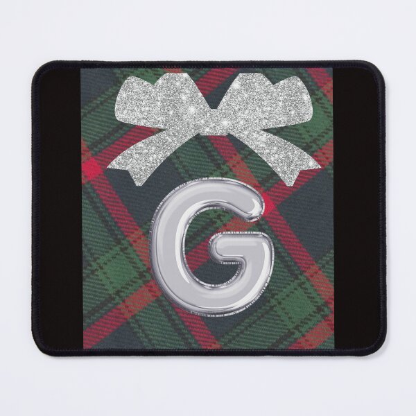 Item preview, Glorious Red and Green Plaid with Glittering Bow and Puff Initial-G designed and sold by SunMoonBeyond.