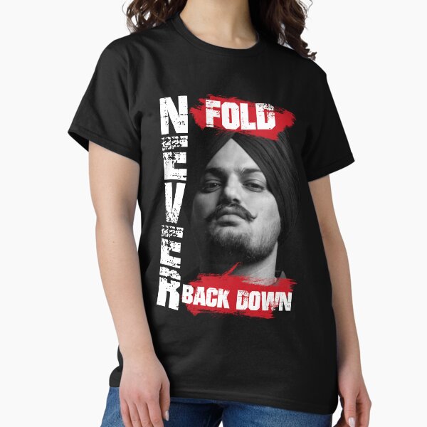 Vista previa del artículo con la obra «Nunca te rindas, nunca te rindas Sidhu Moosewala», diseñado y vendido por Desi  Merch.