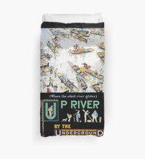 TUBE, POSTER, London, Underground, 1913, Up River by the Underground, by Tony Sarg Duvet Cover