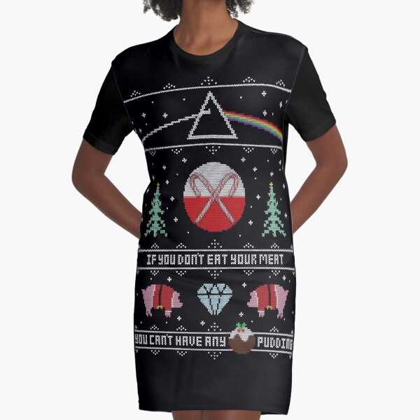 Hey Yule - Pink Christmas Graphic T-Shirt Dress