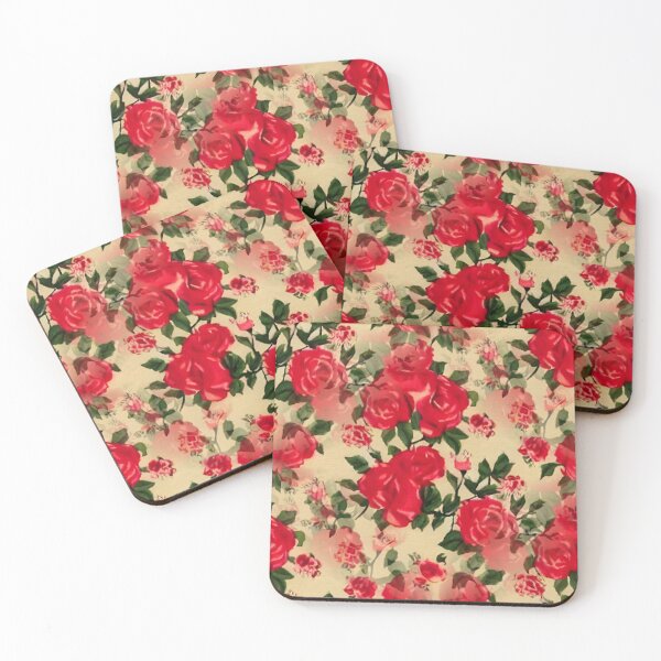 Item preview, Patrón floral vintage de rosas rojas escarlatas designed and sold by Zeph1.