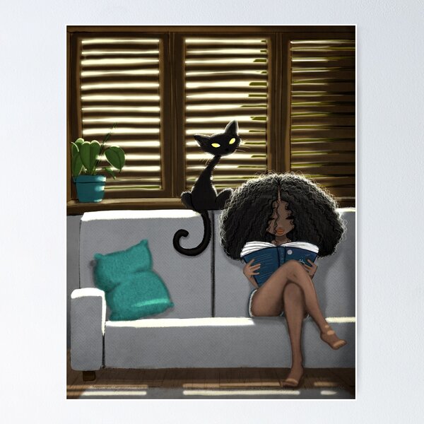 Reading with my cat Poster