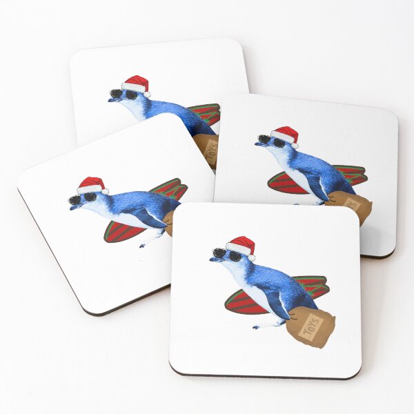 Item preview, Pequeño pingüino azul surfeando santa designed and sold by SBPenguins.