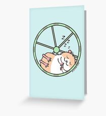 Hamster Sleeping in Exercise Wheel Greeting Card