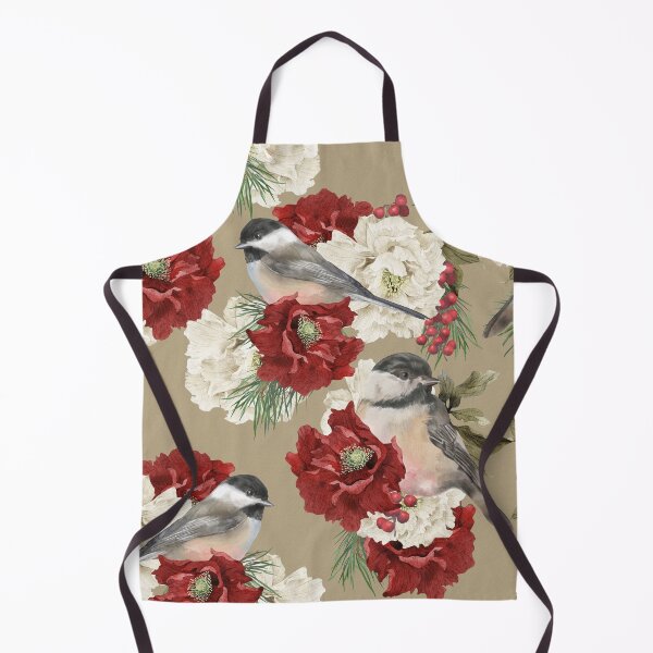 Item preview, Christmas Pattern Chickadee Bird Berries and Flowers designed and sold by The Willow Of Rain City.