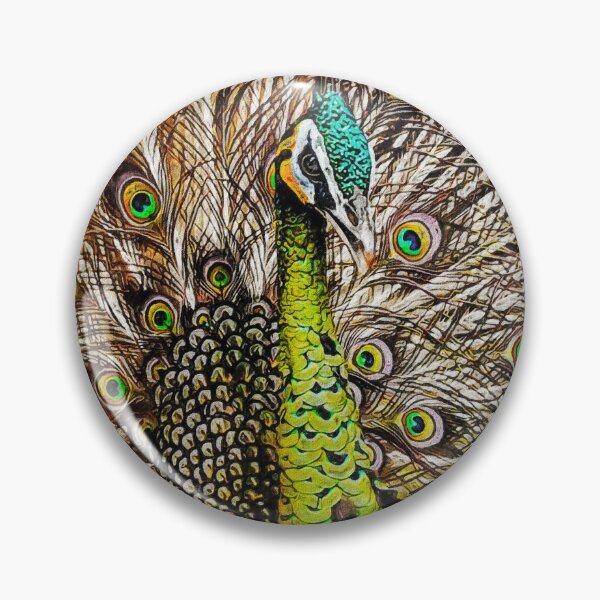 Item preview, The Green Peafowl Oil Paint, Cute Oil Paint Green Peacock, Indonesian Peafowl, Pavo Muticus Portrait designed and sold by Paintcorner.