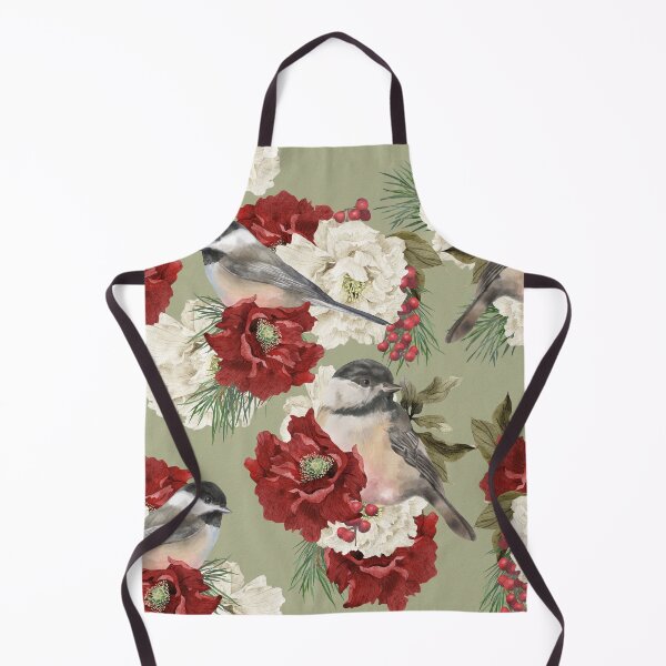 Item preview, Christmas Pattern Chickadee Bird Berries and Flowers 4 designed and sold by The Willow Of Rain City.