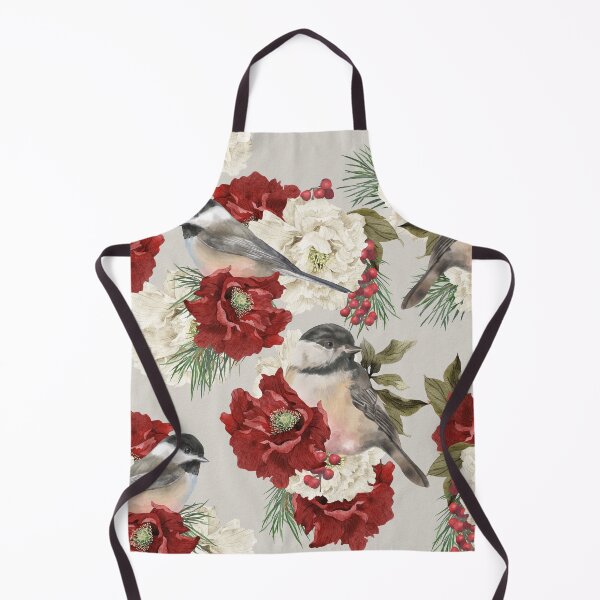 Item preview, Christmas Pattern Chickadee Bird Berries and Flowers 5 designed and sold by The Willow Of Rain City.