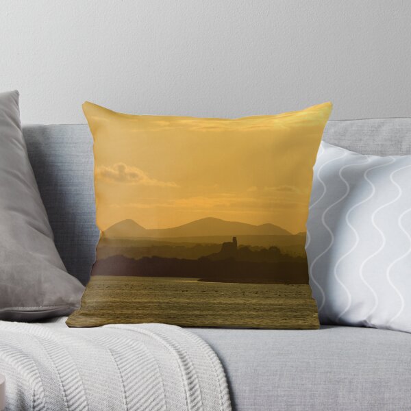 Twilight over Derryveagh mountains - with O'Doherty Castle from Inch Level Throw Pillow