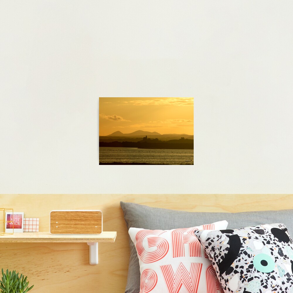 Twilight over Derryveagh mountains - with O'Doherty Castle from Inch Level Photographic Print