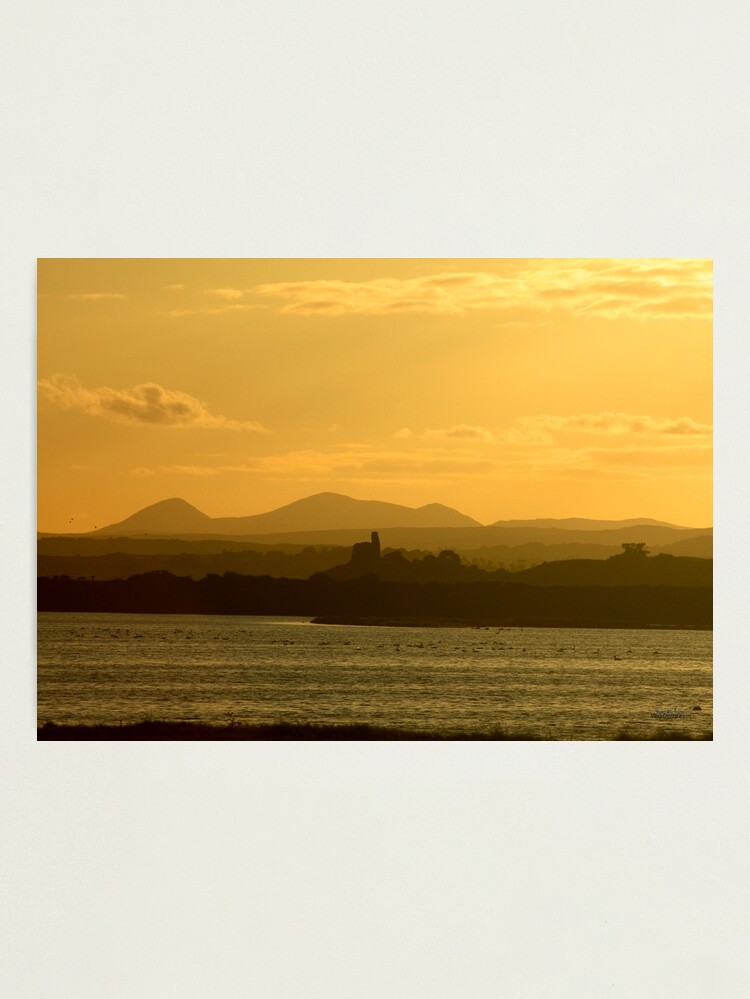 Alternate view of Twilight over Derryveagh mountains - with O'Doherty Castle from Inch Level Photographic Print