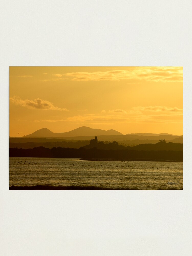 Alternate view of Twilight over Derryveagh mountains - with O'Doherty Castle from Inch Level Photographic Print